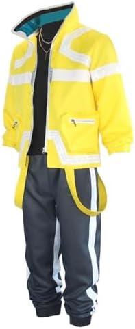 LAXWMLM Adult Men's Anime Game Cosplay Costumes Yellow Jacket Outwears Pants T-Shirt Outfit Set for Halloween Party, Small