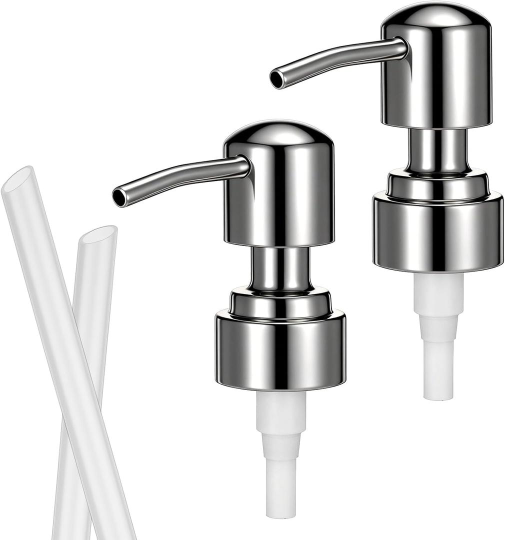 2 Pack Soap Dispenser Pump Replacement Handsoaps Pump 304 Stainless Steel Foam Pump Replacement 28/400 Regular Mouth Bottles Neck Size for Soap Dispenser Hand Dish Soaps Bottle Lotion