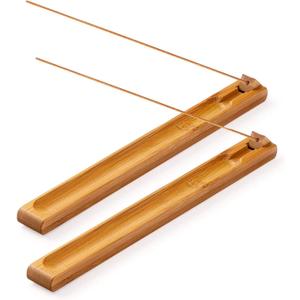 2 Pieces Bamboo Wood Incense Holder for Sticks with Adjustable Angle, Incense Burner with Ash Catcher, 9.8 Inches