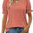 WIHOLL Tops for Women Summer Casual Ruffle Trim Sleeve Square Neck T Shirts, S