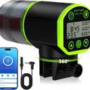 WiFi Automatic Fish Feeder for Aquarium: App-Controlled Auto Feeders for Tank Turtle Pond Betta with Water Temperature Monitoring & Alarm, Timed Auto-Feeding for Flake Pellet Vacation Weekend