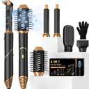 5 in 1 Blow Dryer Brush,Hair Dryer Brush with Detachable Air Styler,Negative Ionic Magic Hair Styler,Hot Air Brush for Women Volumizer,Straightener,Drying (Black Gold)