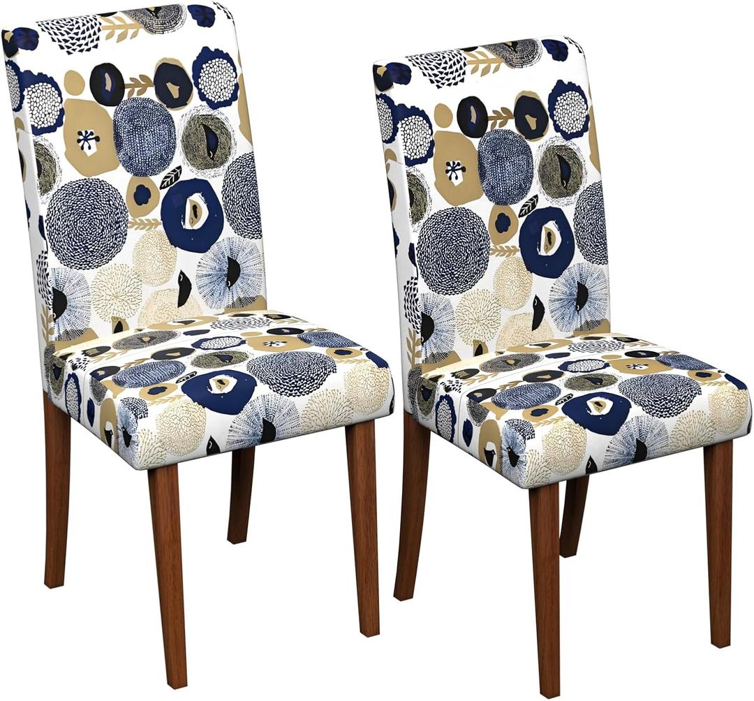 Stretch Dining Chair Covers Set of 2,Floral Print Chair Covers,Soft Removable Washable,Pet Friendly Furniture Protector,Universal Chair Slipcovers for Home, Kitchen,Ceremony Dining Room Seat