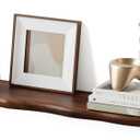Solid Wood Live Edge Floating Shelves Set of 1 48" Rustic Wall Shelf with Hidden Bracket System, Wall Mounted Shelves for Bathroom, Kitchen, Living Room, Bedroom (Walnut)