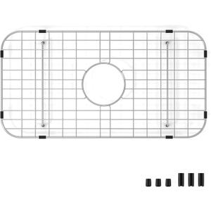 Sink Bottom Grid 24-1/8" x 12-5/8", Centered Drain with Corner Radius 1-1/2", Sink Protector with Rear Drain for Single Sink Bowl (24.1"W x 12.6"D x 1"H)