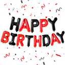 KatchOn, Black and Red Happy Birthday Banner Balloons - 16 Inch | Red and Black Birthday Decorations | Happy Birthday Balloons Letters | happy birthday Decorations