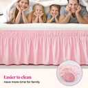 RIMELA Pink Bed Skirt Queen Size 18 Inch Drop, Wrap Around Elastic Bedskirt, Dust Ruffle for Adjustable Bed Base Machine Washable Easy to Install Bed Skirts