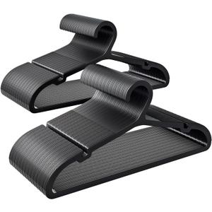 80 Pack Clothes Hangers, Non Slip Plastic Coat Hangers, Space Saving Hangers, Heavy Duty, Hanging Dry Wet Clothes, 16.4" x 8.3", Black, UAPY0580B