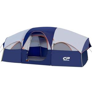 CAMPROS Tent-8-Person-Camping-Tents, Waterproof Windproof Family Tent, 5 Large Mesh Windows, Double Layer, Divided Curtain for Separated Room, Portable with Carry Bag - Blue