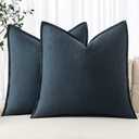 MIULEE Decorative Linen Pillow Covers 16x16 Inch Navy Blue Boho Farmhouse Neutral Couch Throw Pillows for Bed Pack of 2 Accent Coastal Modern Pillowcase Summer Sofa Livingroom Home Decor