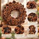 18 Inch Fall Wreath for Front Door Full Artificial Pinecone Wreath