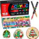 Acrylic Paint Markers Pens, 168 Vivid Colors Acrylic Markers Set,Direct Liquid Type, Stackable Color, Odorless Soft HeadMarkers for SchoolTooli Art Fabric & Creative Crafts (168)