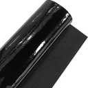 53 x 11.8 Inch Glossy Mirrored Faux Leather Roll 1mm Black PU Leather Sheet Smooth Solid Color Shiny Synthetic Leatherette Vinyl Fabric for DIY Craft Making Furniture Upholstery