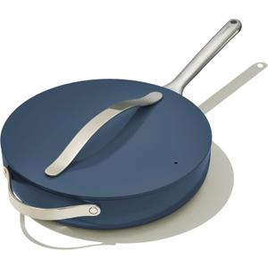 Caraway Nonstick Ceramic Saut Pan with Lid (4.5 qt, 11.8") - Non Toxic, PTFE & PFOA Free - Oven Safe & Compatible with All Stovetops (Gas, Electric & Induction) - Navy