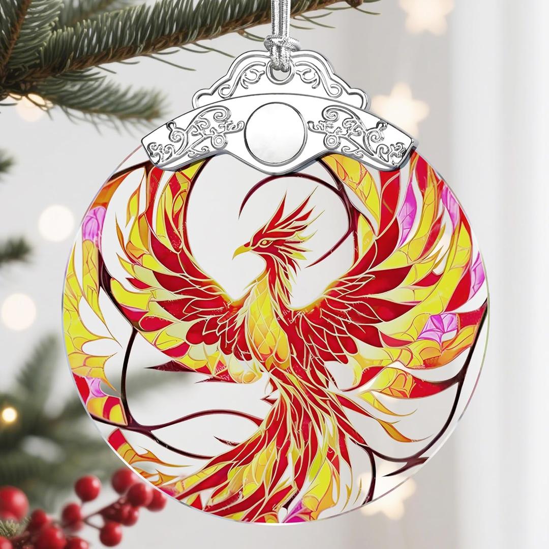 Christmas Ornament, Christmas Decoration, Stained Glass Ornament, Heirloom Keepsakes, Holiday Ornaments, Holiday Presents, Unique Xmas Gifts, Gift Exchange Ornaments, Gift Idea - Phoenix