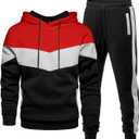 Men's Hoodie Tracksuit 2 Pieces Set Athletic Casual Hooded Sweatshirt and Joggers Set Sweatsuit Outfits (Medium, Black Red)