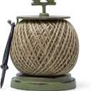 SOFFEE DESIGN Vintage Jute Twine Spool with Scissors Holder Set for Garden Farmhouse Kitchen Antique Twine and Scissors Set Green Birds