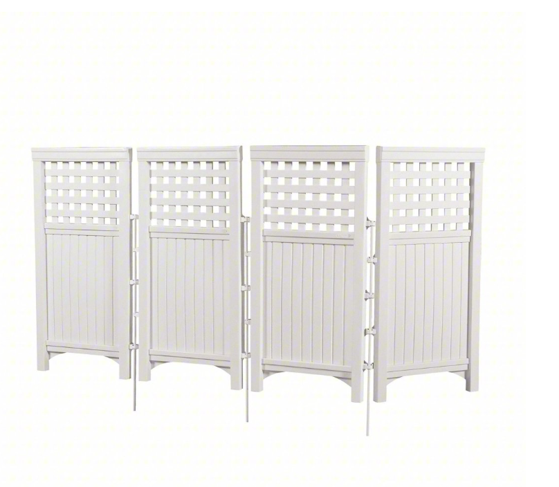 Suncast 4 Panel Reversible Outdoor Screen Enclosure, 44" (H) x 23" (W) per, White