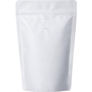 Pack of 50 White Kraft Paper Coffee Bags with Degassing Valve, Stand-up Coffee Pouches in Food Grade with Resealable Zipper Lock (8oz, 0.5lb, 50 Pieces)
