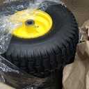 2PCS 15x6.00-6 Lawn Mower Tires, 4 Ply Tubeless 15x6-6 Front Tire Assembly Replacement for Craftsman/John Deere/Cub Cadet Riding Mowers,570lbs Capacity,3" Offset Hub,3/4" Bushing
