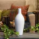 Ceramic Bottle Short Neck, Ribbed Design Body and Tapered Bottom SM Matte Finish White Vase