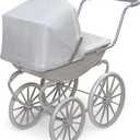 Badger Basket London Doll Stroller - Stylish Toy Stroller for 18 Inch Dolls - Adjustable Canopy, Sturdy Handle, Durable Design for Pretend Play and Doll Accessories - Gray, 20
