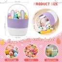 Easter Basket Cotton Rope Easter Bunny Baskets Empty with Handle for Egg Hunt Gifts, Girls Boys First Easter Basket Bucket with Velvet Drawstring Gift Bag for Easter Stuffers, Purple & White