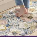 DEXI Kitchen Mats for Floor, 23x59, Cushioned Standing Mat Anti Fatigue, Wide Waterproof Comfort Floral Padded for Laundry Room Office, Blue and Yellow