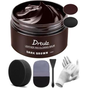 Dark Brown Leather Recoloring Balm, Leather Repair Kit for Furniture, Leather Scratch Remover, Leather Color Restorer for Couch, Car Seats, Shoes - Repair Leather Dye for Scratched and Faded Leather