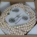 AMZASA Wood Beaded Flush Mount Ceiling Light Farmhouse Rustic Small Boho Chandelier Light Fixture for Bedroom Hallway Entryway Closet Kitchen Dining Room Living Room Nursery 3-Lights