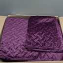 Liians Velvet Bedspread Quilt Bedding Sets, Luxury Elegant Ultra Soft Velvet Comforters Coverlet Blankets, Weave Stitching Pattern Cotton Quilted Bedspread for All Seasons, Purple, Queen Size