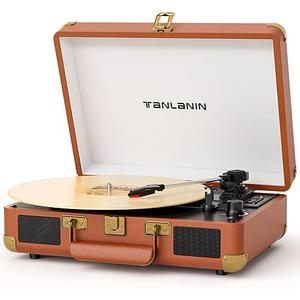Vinyl Record Player Bluetooth Vintage 3-Speed Portable Turntables with Built-in Speakers, Belt-Driven LP Player Support USB Input AUX-in RCA Line Out