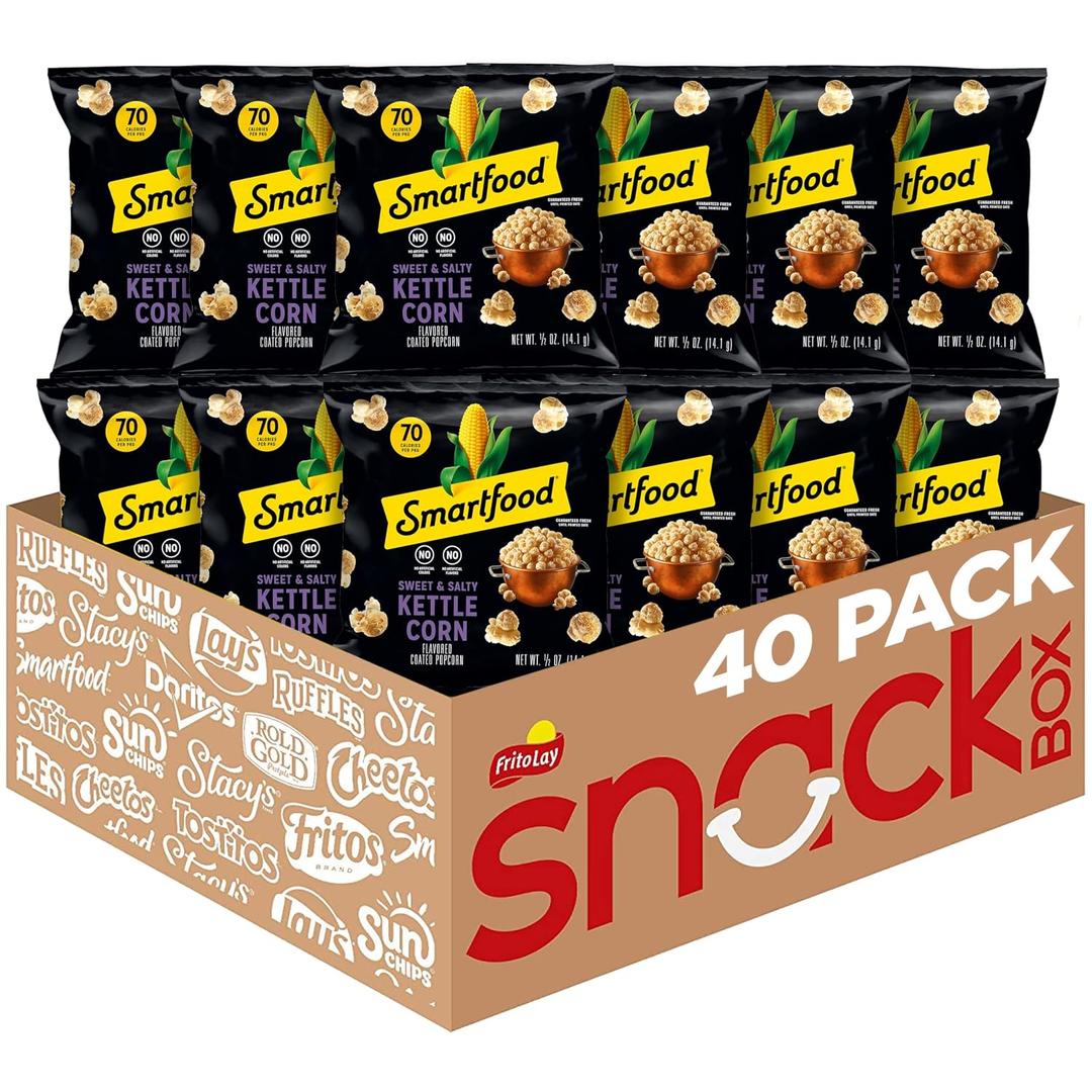 Smartfood Popcorn, Sweet & Salty Kettle Corn, 0.5 Ounce (Pack of 40) (EXP 10/06/26)