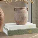 Cinnvoice Set of 2 Aesthetic Decorative Books Linen Boxes Enhance Your Coffee Table Bookshelf Mantle Decor Beautiful Fake Faux Books for Vintage Home Decoration Photo Storage(Sage Green Beige)