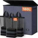 SOLEDI 180L 3-Section Laundry Hamper with Lid, Extra Large Dirty Clothes Basket with Sturdy Handles for Laundry Room & Bedroom - Durable Organizer for Sorting Laundry (Navy blue)