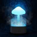 Rain Cloud Humidifier Water Drip with Adjustable LED Lights White Noise Humidification Desk Fountain Bedside Sleeping Relaxing Mood (White) (White-S)