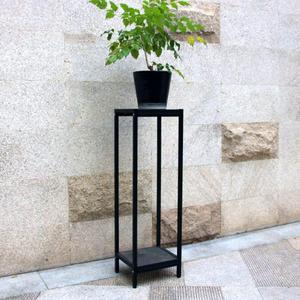 Zhongma 2 Tier 39.5" Tall Plant Stand with Slate Top Square Flower Shelf for Balcony, Home, Garden, Backyard Patio with Adjustable Leveling Feet