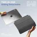 GKABXY Case for iPad Air 11 inch M3/ M2(2025/ 2024), iPad Air 5th/ 4th Generation (2022/ 2020) 10.9 inch with 2-in-1 Sliding Detachable Clear Cover, Protective Soft TPU Frame, Auto Wake/ Sleep (Gray)