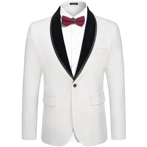COOFANDY Men's Velvet Tuxedo Floral Blazer Jacket One Button Shawl Lapel Suit Jacket for Dinner Prom Party Wedding, S