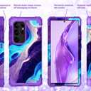 Hocase for Galaxy S24 Ultra Case, Shockproof Heavy Duty Hard Plastic+Soft Silicone Rubber Bumper Hybrid Dual-Layer Protective Case for Samsung Galaxy S24 Ultra 6.8" 2024 - Blue Purple Marble