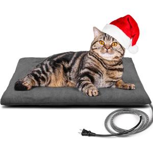 Kiroto Outdoor Pet Heating Pad for Cat Dog, Heated Mat with Waterproof Cover and Automatic Temperature Control, Suitable for Cat Houses, Dog Houses, Small Beds, Porches, 20'' x 16'',Gray