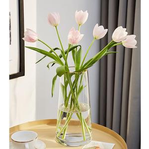 Clear Glass Flower Vase with Gold Mouth for Centerpieces Home Wedding Decoration (1, Large 5.2" x 9.9)