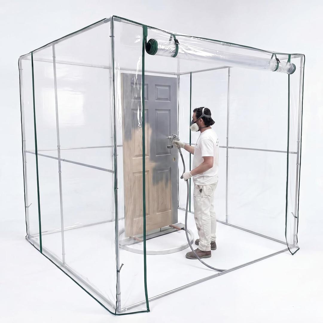 Beeveer 8.2 x 7.2 x 6.5 ft Extra Large Paint Booth with Stainless Frame