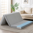 Foldable Mattress, 3 Inch Memory Foam Guest Floor Mat, Tri Folding Portable Mattress for Living Room/Camping, Washable Cover, Non-Slip Design, Twin Grey (Size: 38" L x 74" W x 3" Th)