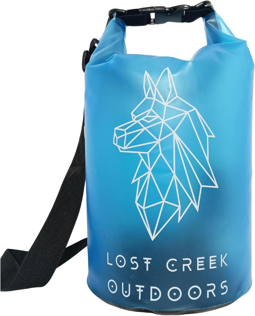 Semi-Transparent Waterproof Roll Top Dry Bag, 5L/10L/20L Sizes, for Kayaking, Boating, Swimming, Fishing, Beach, River Activities (Sky Blue, 10L)