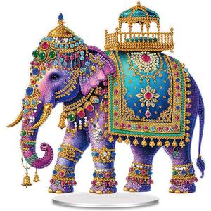 DIY 5D Diamond Painting Kit for Adults, Special Shaped Crystal Flower Tabletop Ornament - Beginner Friendly Home & Office Desk Decor, Complete Craft Gift Set (Elephant)