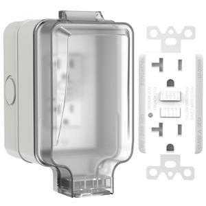 20A GFCI Outdoor Electrical Outlet Box, Hilictokt IP66 Waterproof & Lockable Enclosure, NEMA 5-20 Rated with Double Socket  Ideal for Gardens, Yards, Sports Fields (UL Listed)-Compatible 15A