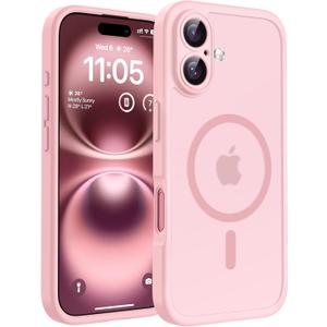 TOCOL for Phone 16 Case, Compatible with Magsafe Charger, Full Camera Protection, Drop Protection, Translucent Matte Phone Case for iPhone 16 6.1 inch (Light Pink)