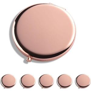 Magnifying Compact Double-Sided 1X/2X Round Pocket Handheld Travel Makeup Portable Pocket Mirror Rose Glod 5PCS