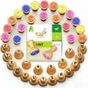 Wooden Alphabet Stamps & Number Letter Stamps for Kids - Montessori Learning Toys with Flashcards, ABC Spelling & Math Games for 3 4 5 Year Olds, Classroom Art Crafts Preschool Supplies